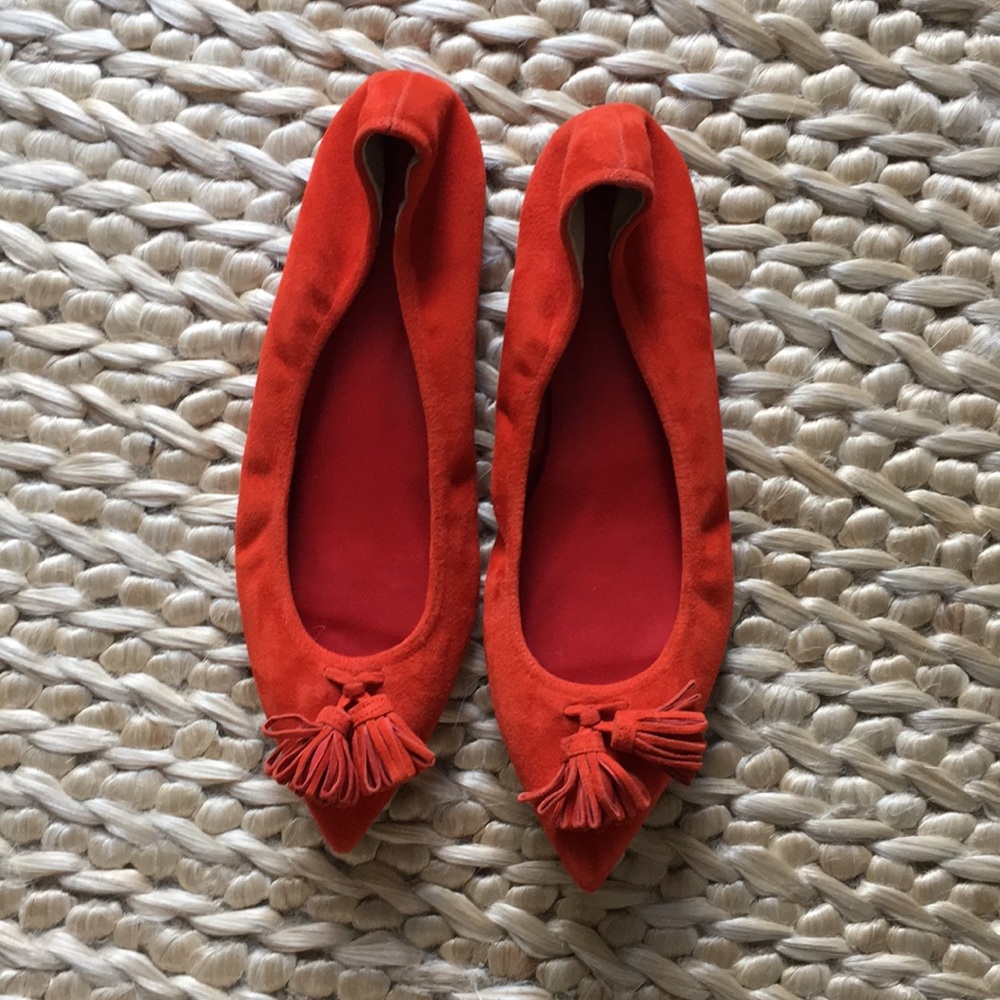 J. Crew Cherry Red Suede Flats - 10